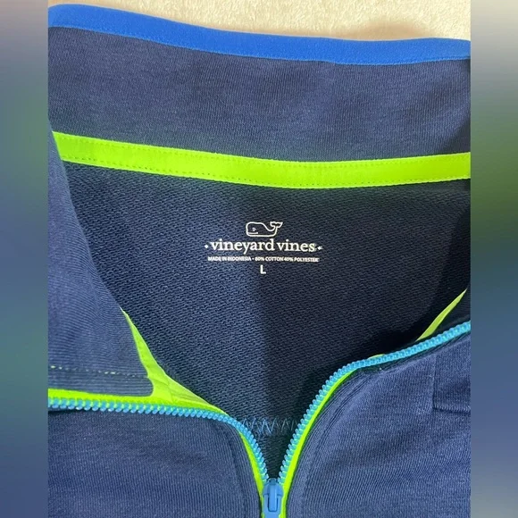 NWT Men’s Large Vineyard Vines Navy Blue Quarter-Zip Sweater - Picture 3 of 9